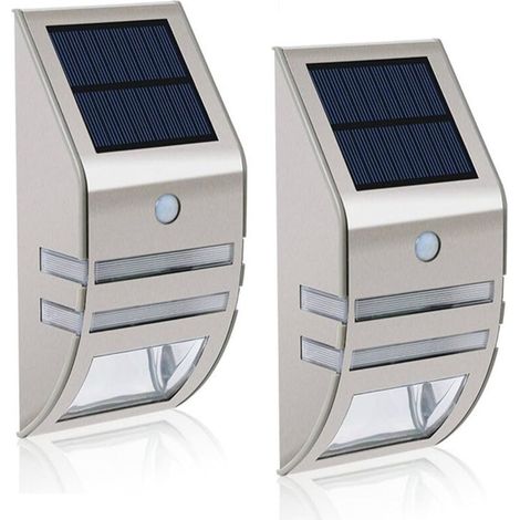 2er-set Ip44 Wasserdichte Led-solar-wandleuchten – Edelstahl – 90°-bewegungsmelder, 5 M Reichweite – Außenbeleuchtung Für Garten Und Terrasse