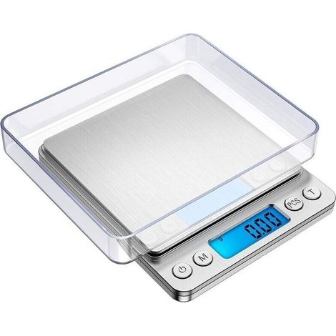 Digitale Küchenwaage (500 G/0,01 G), Präzisionswaage Aus Edelstahl Mit Tara- Und Zählfunktion, Hintergrundbeleuchtetes Lcd-display, Tragbar, Ideal Zum Wiegen Von Schmuck Und Zutaten
