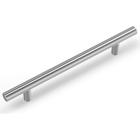 Set Aus Fünf Türgriffen, Küchengriffen, Möbelgriffen Und Schrankgriffen, Gebürsteter Edelstahl (128 Mm Lochabstand).