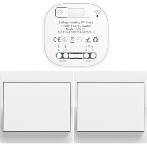 Funk-wechselschalter Eu, Batterieloses Set, Autarker Funk-wechselschalter, Batterieloser Funkfernbedienungsschalter Für Die Hausbeleuchtung (eu 1-fach 2v1a)