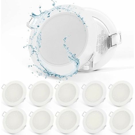 Einbau-led-strahler Ip65 Für Badezimmer, 220 V, 10 X 5 W, 400 Lm, 4000 K, Neutralweiß, Ultradünn, 35 Mm, Einbauöffnung 68–80 Mm, Aluminium
