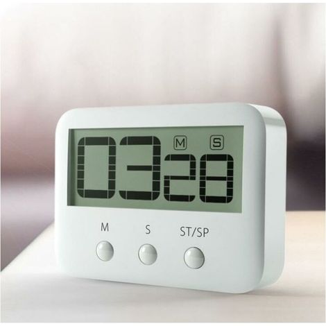 Magnetischer Küchentimer Mit Großem Lcd-display, Digitalem Countdown-timer Mit Lautem Akustischem Signal, Klappbarem Ständer Und Haken, Weiß