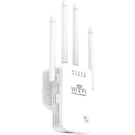 300-mbit/s-wlan-repeater, Dualband-wlan-verstärker (2,4 Ghz/5 Ghz) Mit 4 Antennen, Repeater-/router-/ap-modus, Ethernet-anschluss, 150 M² Reichweite, Wps-kopplung, Kompatibel Mit Allen Internet-boxen