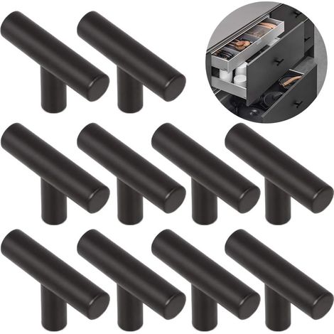 Schwarze Edelstahl-schrankgriffe, 50 Mm Lochabstand, 10er-pack Für Die Küche