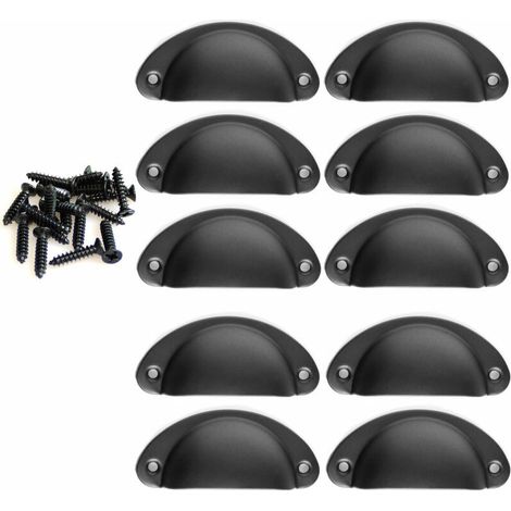 Vintage-muschelgriffe In Schwarz, 8,2 X 3,5 Cm, Für Schubladen, Schränke Und Möbel – 10er-set