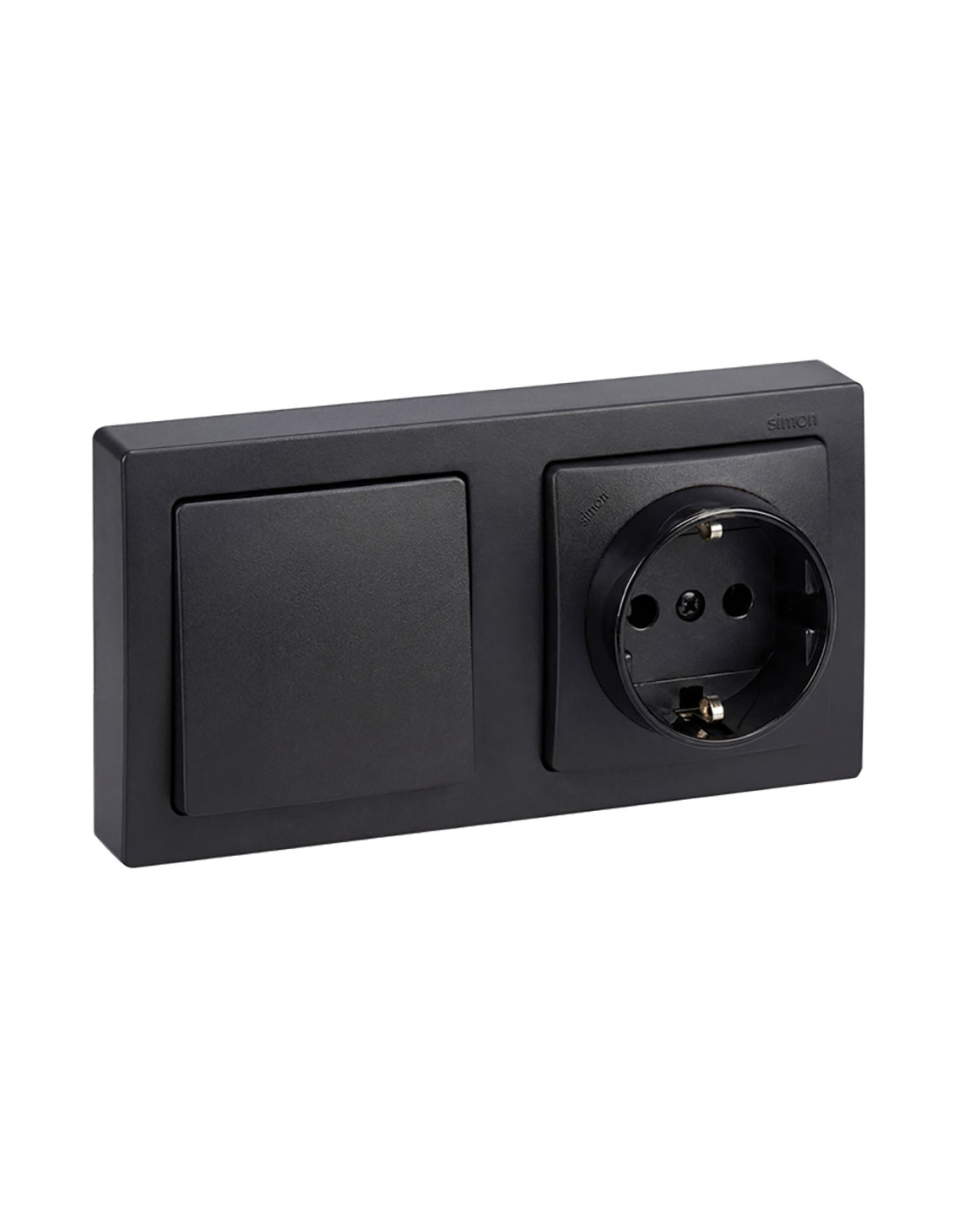 Flachmontagebasis Schuko 2p+t Mit Schalter 16a 250v Ip20 Grafit
