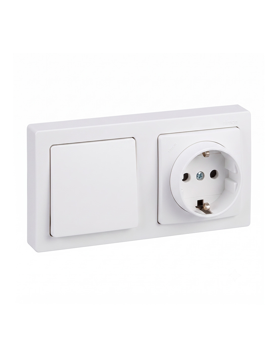 Prise Saillie Schuko + Va-et-vient Prise 16a + Interrupteur Va-et-vient - Simon