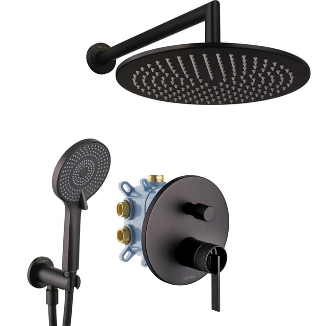Duschset Unterputz Matt-schwarz Regendusche Komplett Set Mit Grundkörper - Paulgurkes