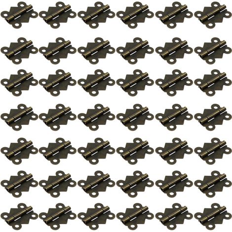 50-teiliges Set Klappbarer Schmetterlingsscharniere Mit 200 Schrauben, Antikbronze-finish, Möbelbeschläge, Für Türen, Schubladen Und Schränke, Kleine Größe