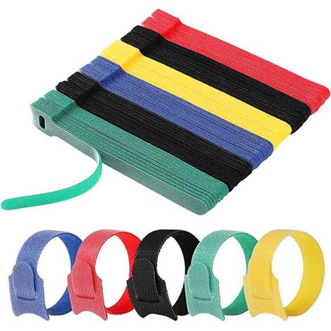 Packung Mit 90 Wiederverwendbaren Kabelbindern Aus Mikrofaser-nylon, Kabelmanagement, 15 Cm, 6 Farben