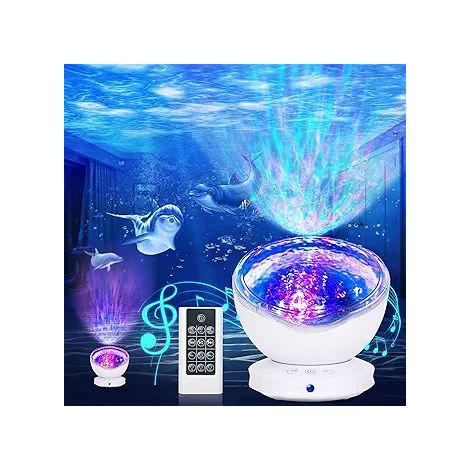Ocean White Led-projektor, 12-led-nachtlicht Mit Fernbedienung Und Timer, 8 Wechselnde Farben, Nachtlicht Für Babys, Kinder Und Erwachsene, Schlafzimmer, Wohnzimmer Und Partys