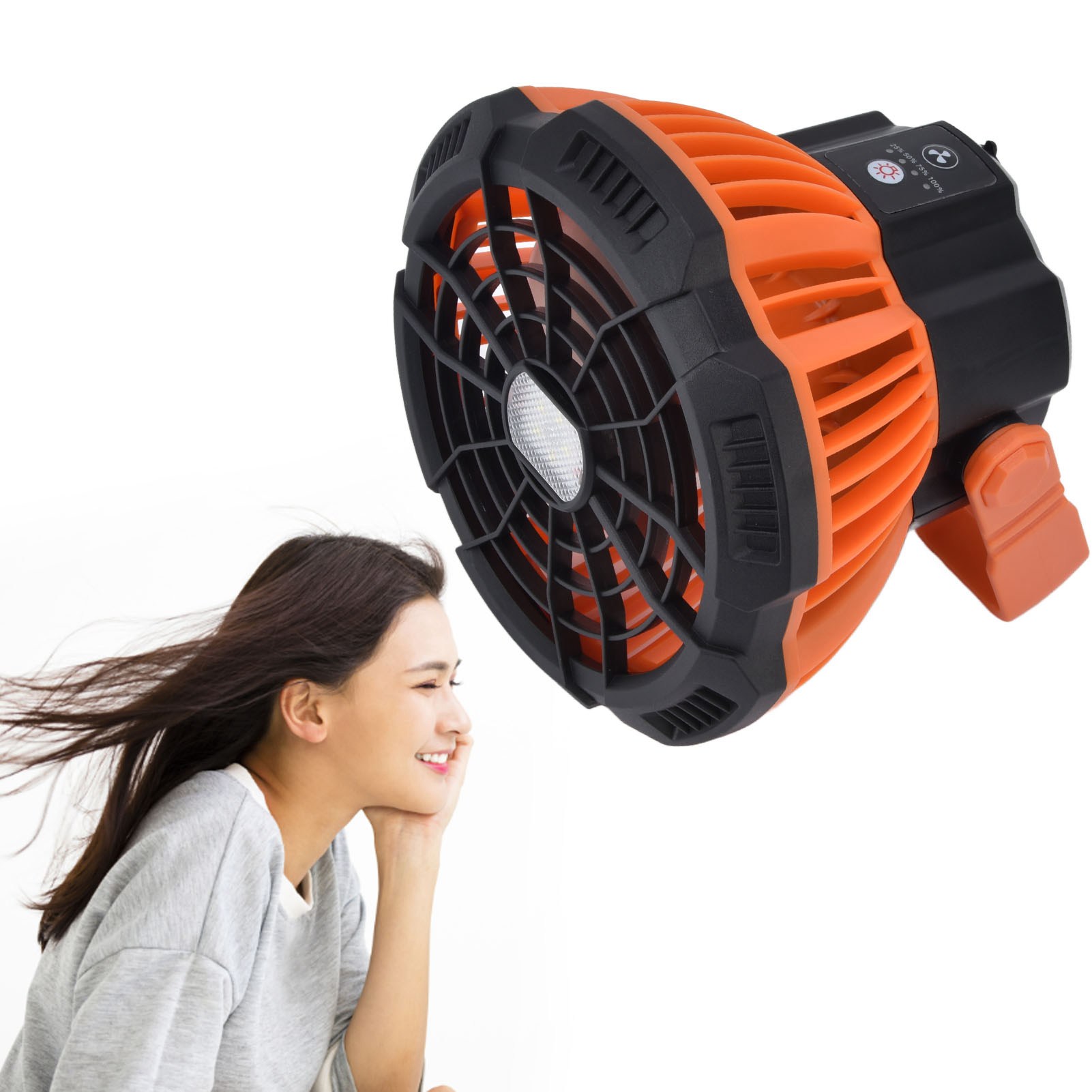 Tragbarer Outdoor-tischventilator Mit Eingebautem Licht, Leiser, Per Usb Aufladbarer Tischventilator Mit Multifunktionaler Fernbedienung.