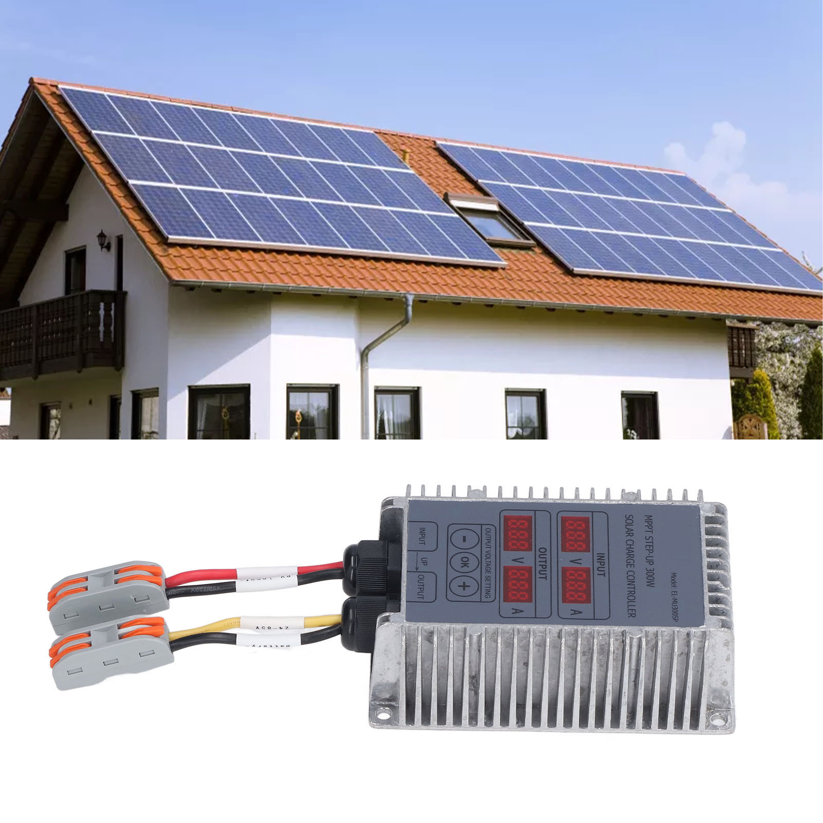 24–85 V Mppt-boost-solarladegerät Mit Einstellbarer Spannungsanzeige Für Blei-säure- Und Lithium-ionen-elektrofahrzeuge, Wasserdichter Regler, 300-w-boost-ladegerät
