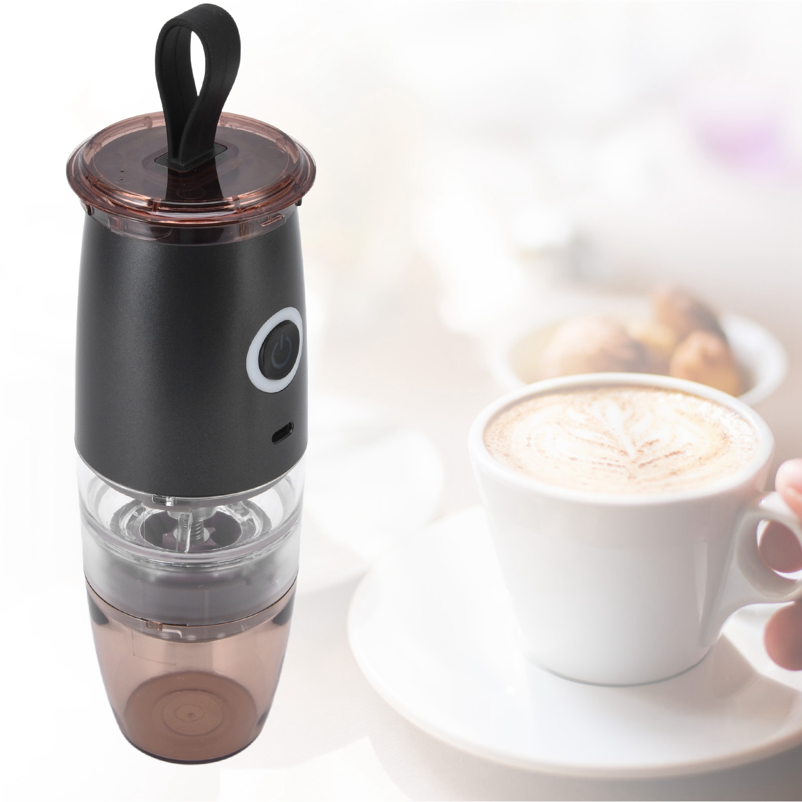 Elektrische Kaffeemühle, Handkurbel-kaffeemühle, 5 Einstellbare Mahlgeschwindigkeiten, Tragbare Mühle, Usb-aufladbar.