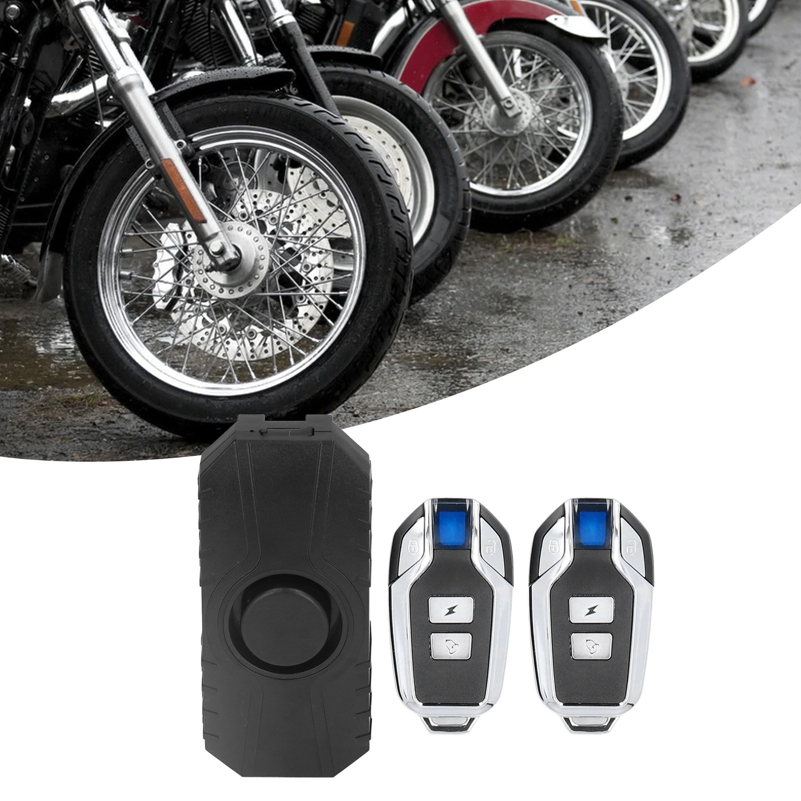 Kabelloser Vibrationsalarm Mit Fernbedienung, Keine Installation Erforderlich, Für Fahrräder, E-bikes, Motorräder Und Den Heimgebrauch. Schwarze Ausführung Mit Zwei Fernbedienungen.