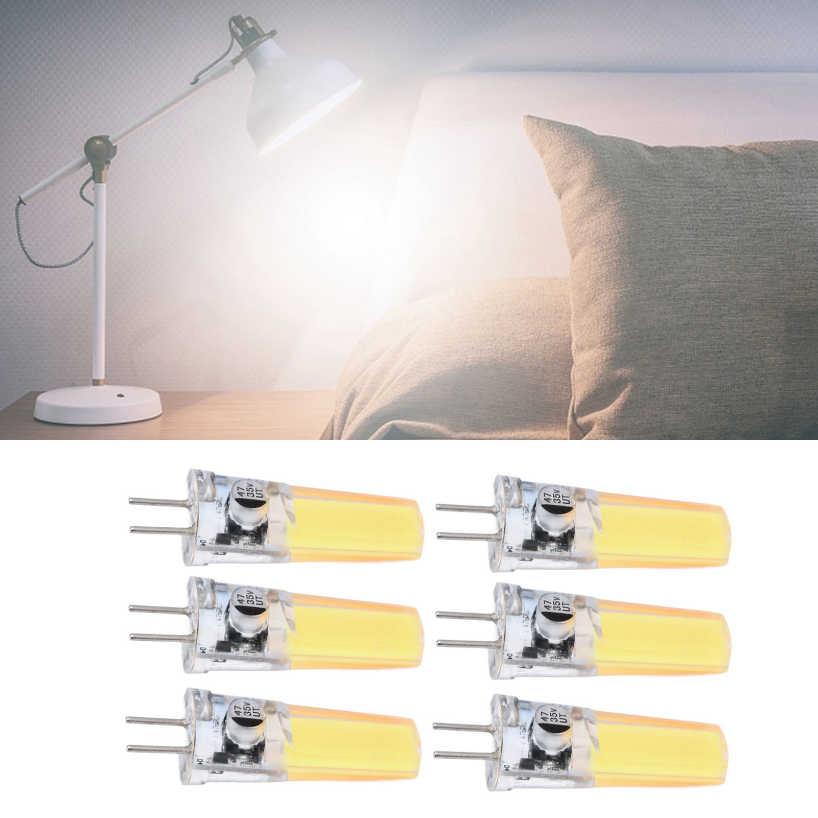 Gy6.35 5w Cob Led-lampe, Kleine Glühbirne 500lm, 6er-pack Für Pendelleuchten, Deckenleuchten, Wandleuchten, Tischlampen / Kaltweiß.