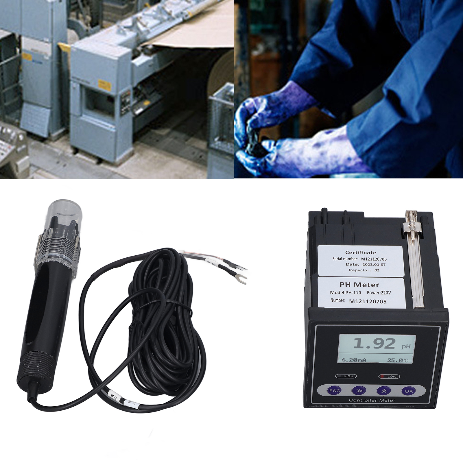 Ph-110 Ac220v Ph-meter, Säuremessgerät, Orp-meter, Wasserqualitätsanalysator, Ph-kontrolltester, Online-abwasseranalysegerät.