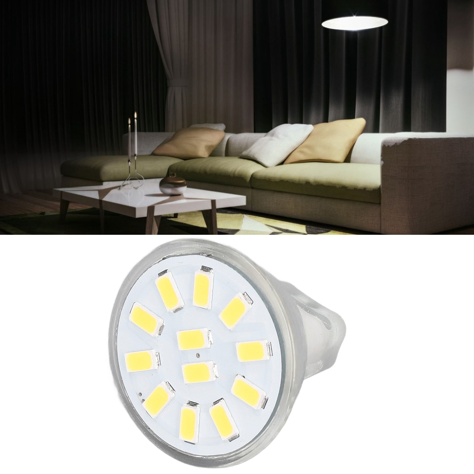 Mr11 3w 12led 300lm Led-lampe, Doppelstiftsockel, Einbaustrahler, Schienenbeleuchtung, Gartenbeleuchtung, 4er-pack / Kaltweiß