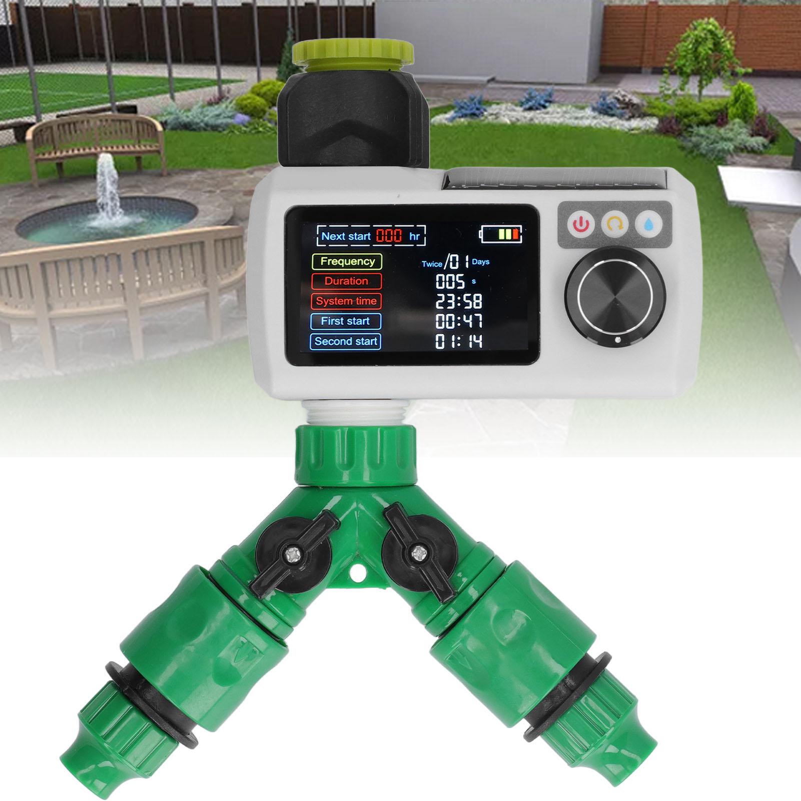 Automatisches, Solarbetriebenes Bewässerungssystem Mit Regensensor, 1,2-v-nimh-akku, Zeitschaltuhr Und Zerstäubungssteuerung