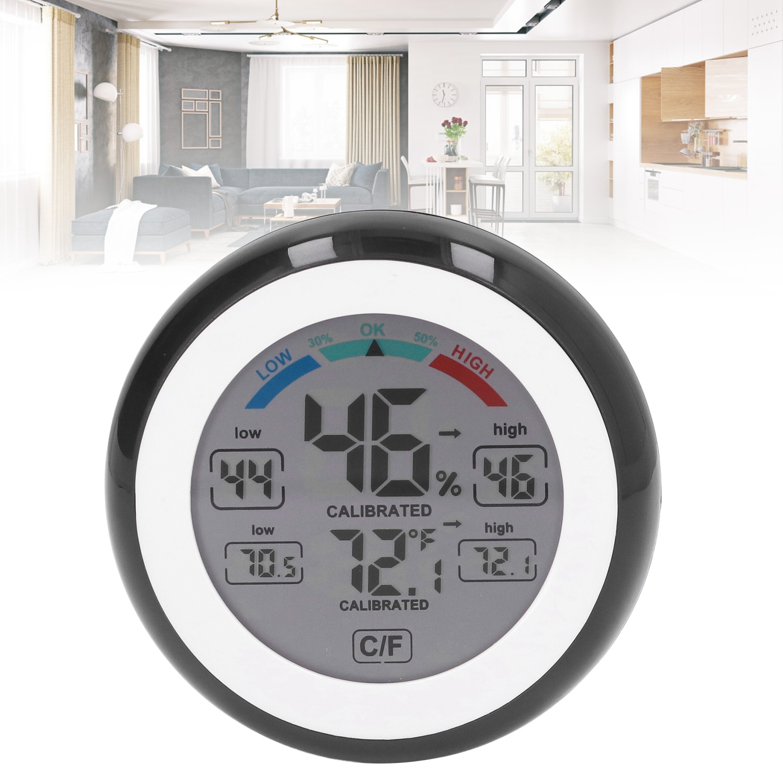 Ts-s93 Digitales Thermometer Und Hygrometer Mit Farbigem Lcd-touchscreen, Rundes Touchscreen-thermometer Für Den Heimgebrauch