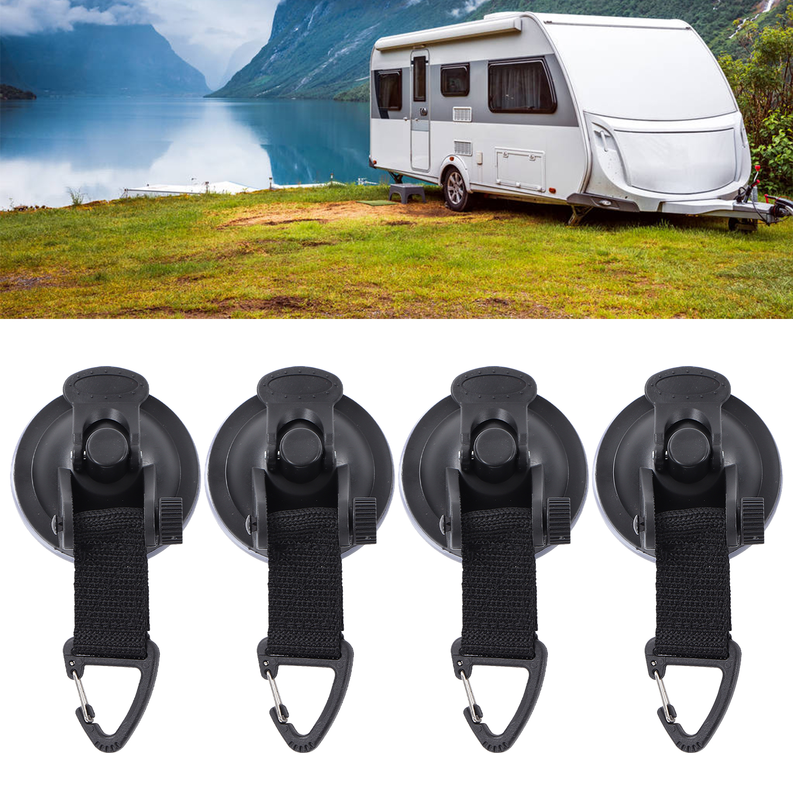 Set Mit 4 Multifunktionalen Saugnäpfen Für Wohnmobile, Geeignet Für Zuhause Und Unterwegs. Tragbarer Saugnapfhaken Für Den Außenbereich.