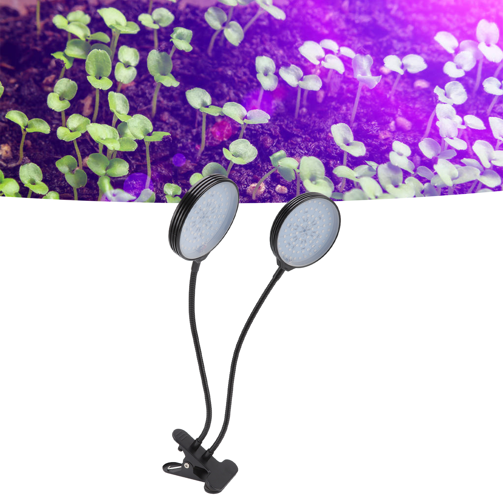 Doppelkopf-klemm-pflanzenlampe, Usb-dimmbar, Vollspektrum-pflanzenlampe Für Sämlinge (disk)