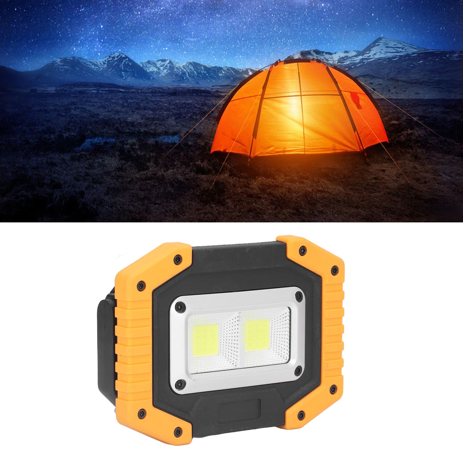 Cob-arbeitsleuchte, Notfall-taschenlampe, Tragbarer Scheinwerfer, Usb-aufladbar, 180° Drehbarer Ständer, Wasserdicht, Ideal Für Den Einsatz Im Freien, Camping, Wandern, Autoreparaturen Und Notfallwart
