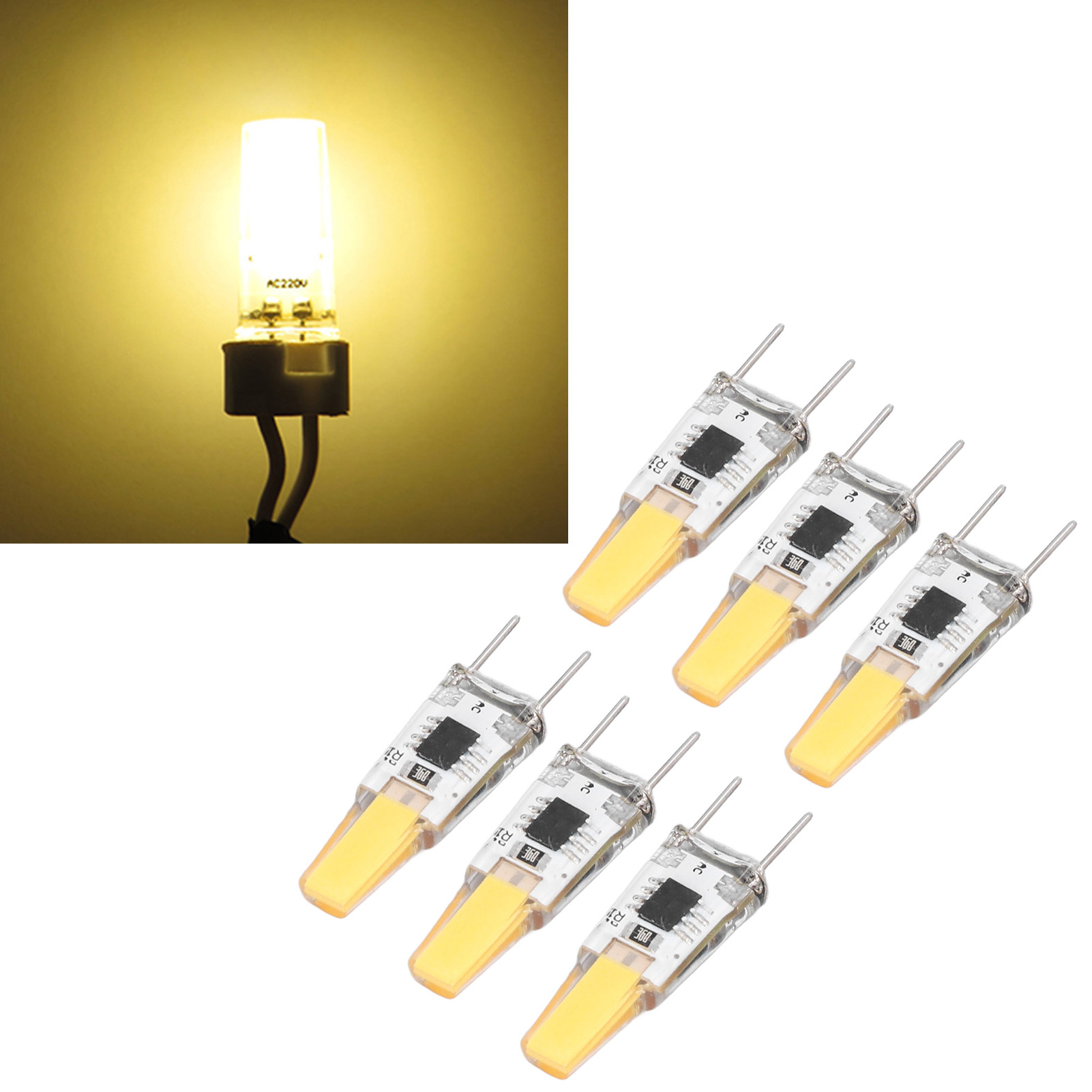 G8-glühbirne, 3-w-cob-lampe, Dimmbar, Geeignet Für Pendel-, Decken-, Wand- Und Tischleuchten. 6er-pack. Warmweiß.