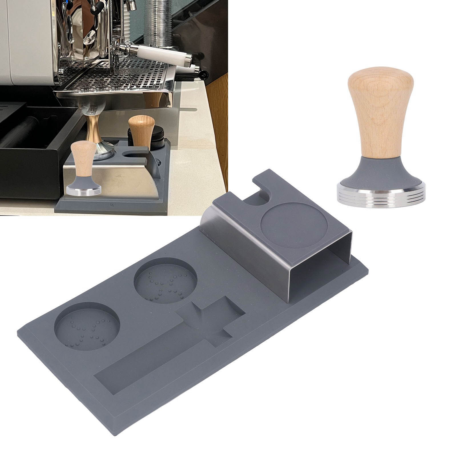 Graue Silikon-kaffeetampermatte, Eckmatte Für Kaffeetamper, Tamperstation Für Kaffeezubehör, Tampermatte Mit 58-mm-tamper