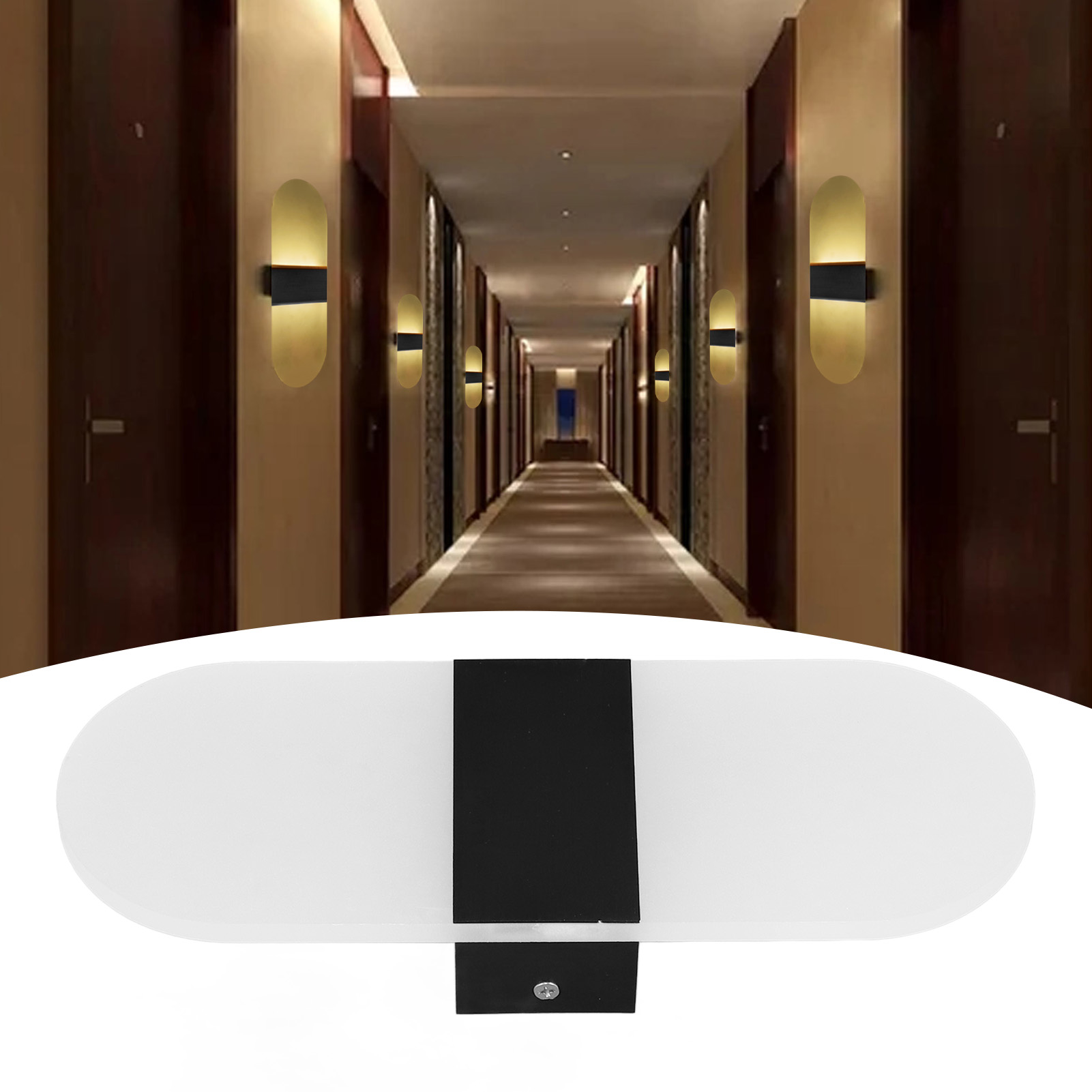 Led-wandleuchte Aus Acryl In Form Von Klaviertasten, Beleuchtung Von Oben Und Unten, Elegantes Aluminium-design, Ideal Für Schlafzimmer, Wohnzimmer, Esszimmer, Hotelbüro Oder Flur, Farbe: Schwarz.