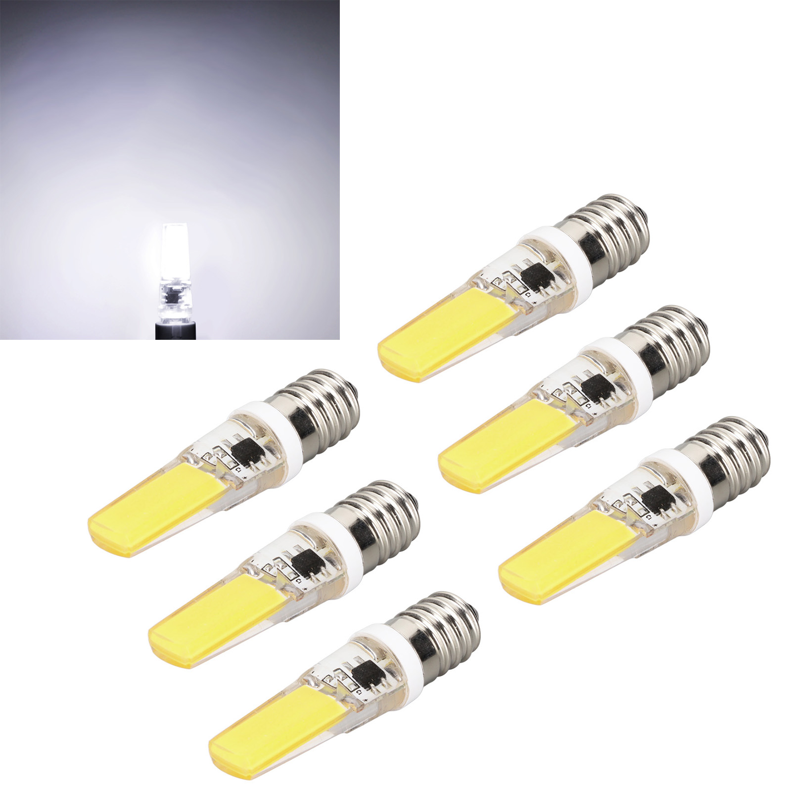 Miniatur-e14-cob-lampe, E14-silikonlampe, Dimmbar, Kompatibel Mit Pendel-, Decken-, Wand- Und Tischleuchten. Erhältlich In 6 Farben, Weißes Licht.