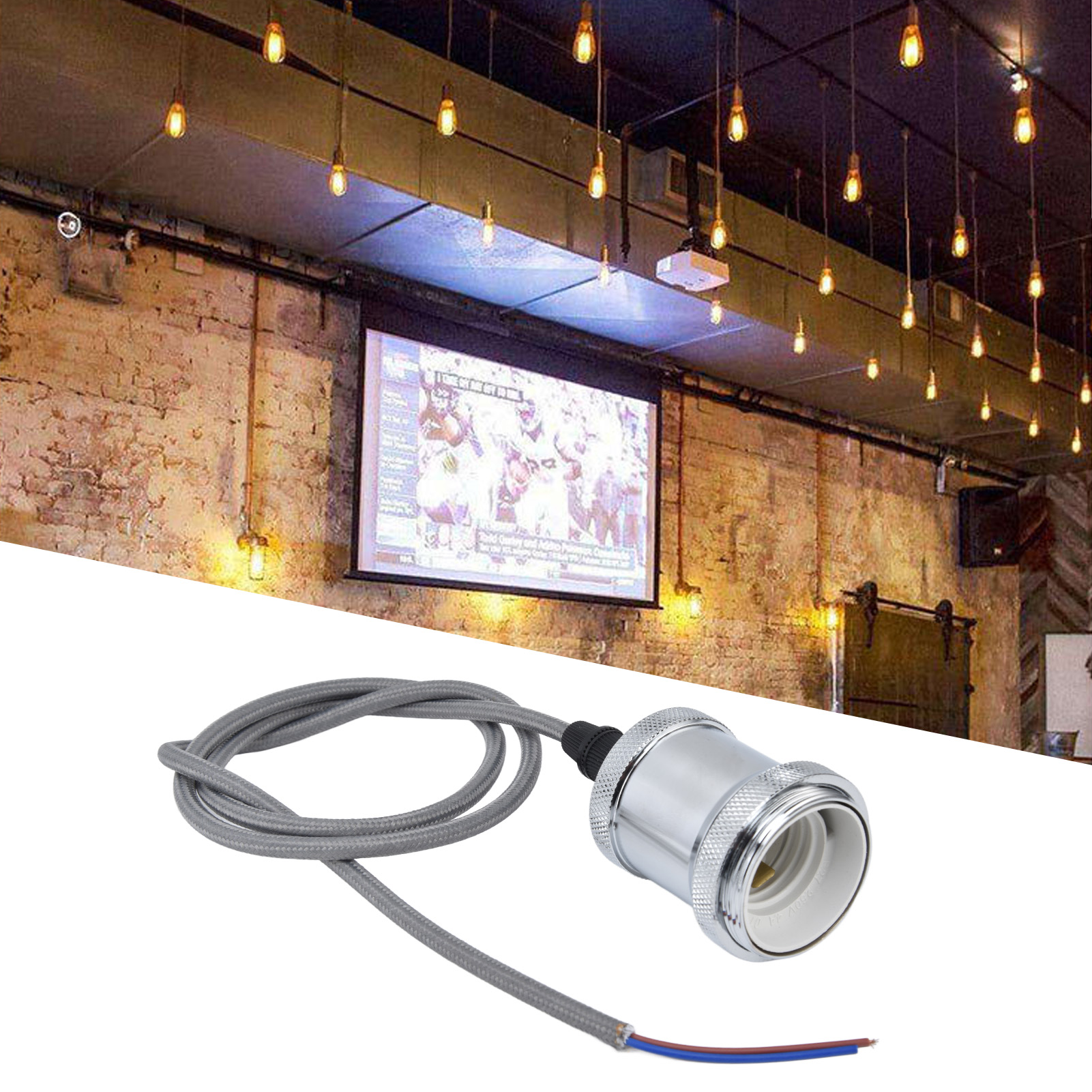 Retro-lampenfassung Für Kronleuchter, Hängefassung Aus Aluminiumlegierung, E27-schraubsockel Mit Kabel, Sockel Für Led-deckenleuchte, Chromfarbe.