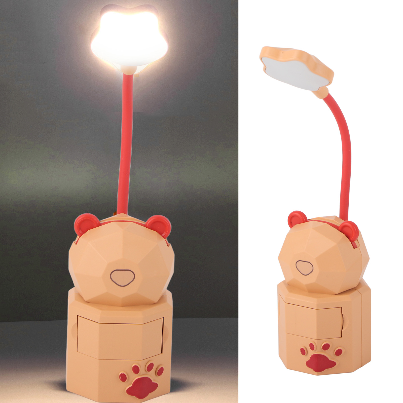 Universelle, Flexible Schreibtischlampe Im Cartoon-design, Usb-aufladbar, Mit Augenschutz, Ideal Zum Lesen Und Lernen. Sie Bietet Kreativen Stauraum Und Dient Gleichzeitig Als Nachtlicht. Farbe: Gelb.