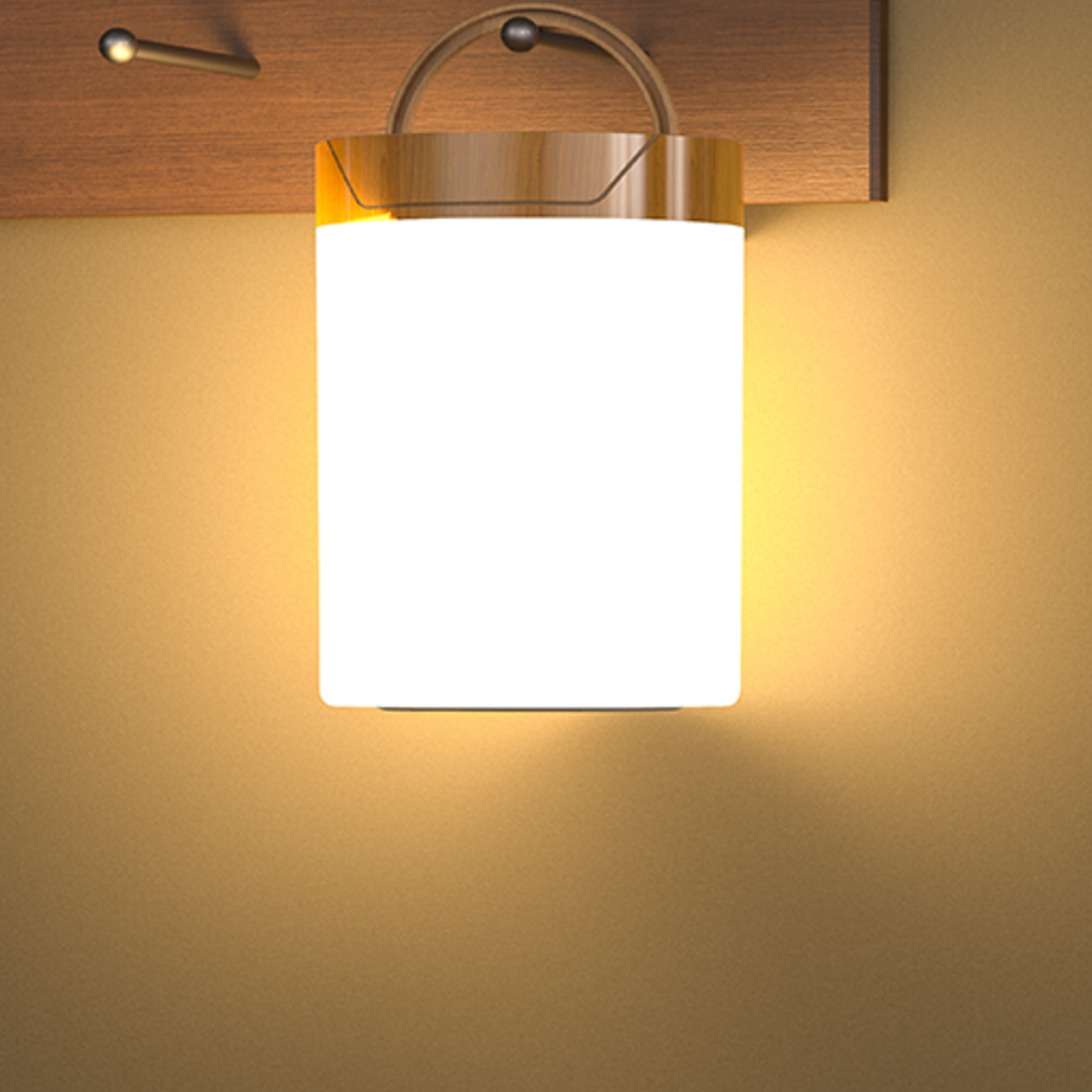 Wiederaufladbare Usb-nachttischlampe Mit Einstellbarer Helligkeit Und Touch-steuerung, Rgb-nachtlicht, Geeignet Für Wohnzimmer, Schlafzimmer, Büro Und Außenbereich Mit Holzmaserung.