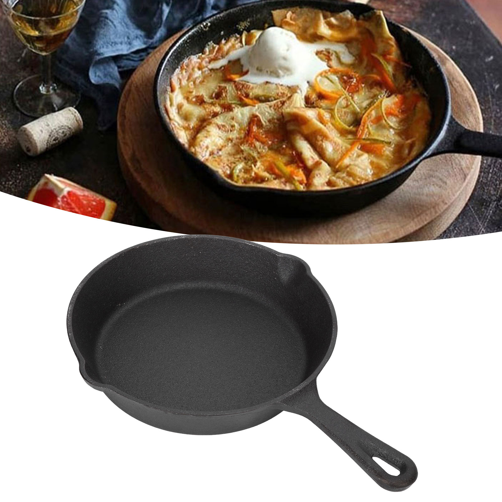 Gusseiserne Bratpfanne, Exportausführung, Zum Braten Von Steaks, Eiern, Frühstück Und Pfannkuchen, Geeignet Für Induktions- Und Gasherde, 16 Cm, Mit Einem Griff.