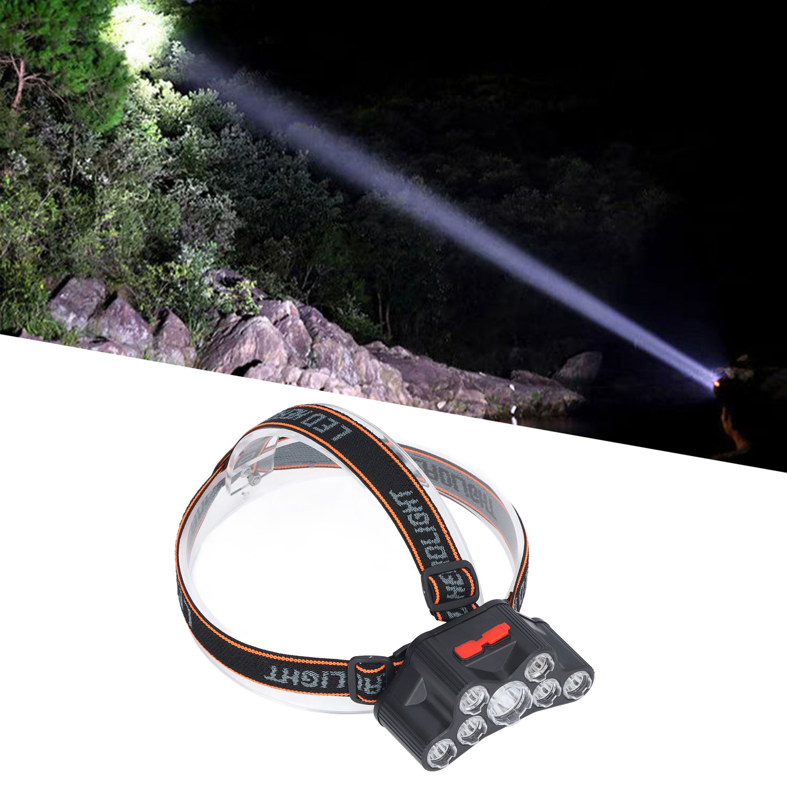 Wiederaufladbare Led-stirnlampe, Ultrahelle, Hochintensive Outdoor-stirnlampe, 7-flammige Stirnlampe Mit Großer Reichweite.