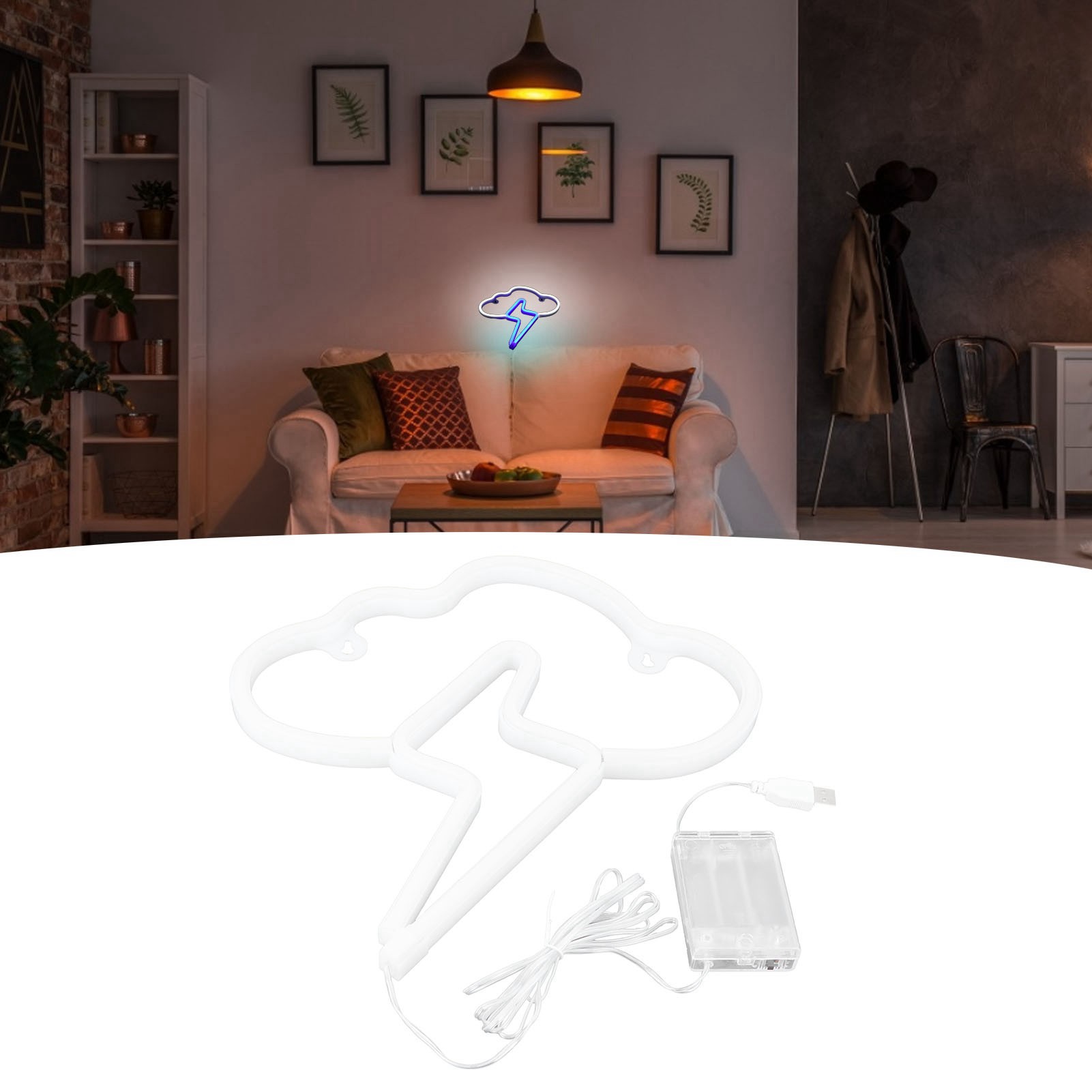 Zweifarbiges Led-leuchtschild (weiß Und Blau), Batterie- Oder Usb-betrieben, Ideal Für Ein Schlafzimmer, Ein Kinderzimmer Oder Eine Party.