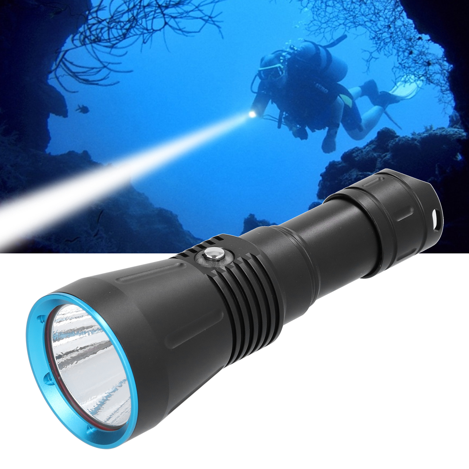 Xhp70 Professionelle Taucherlampe, 10.000 Lm, Leistungsstark, Für Unterwasserfischen Bis Zu Einer Tiefe Von 150 M.