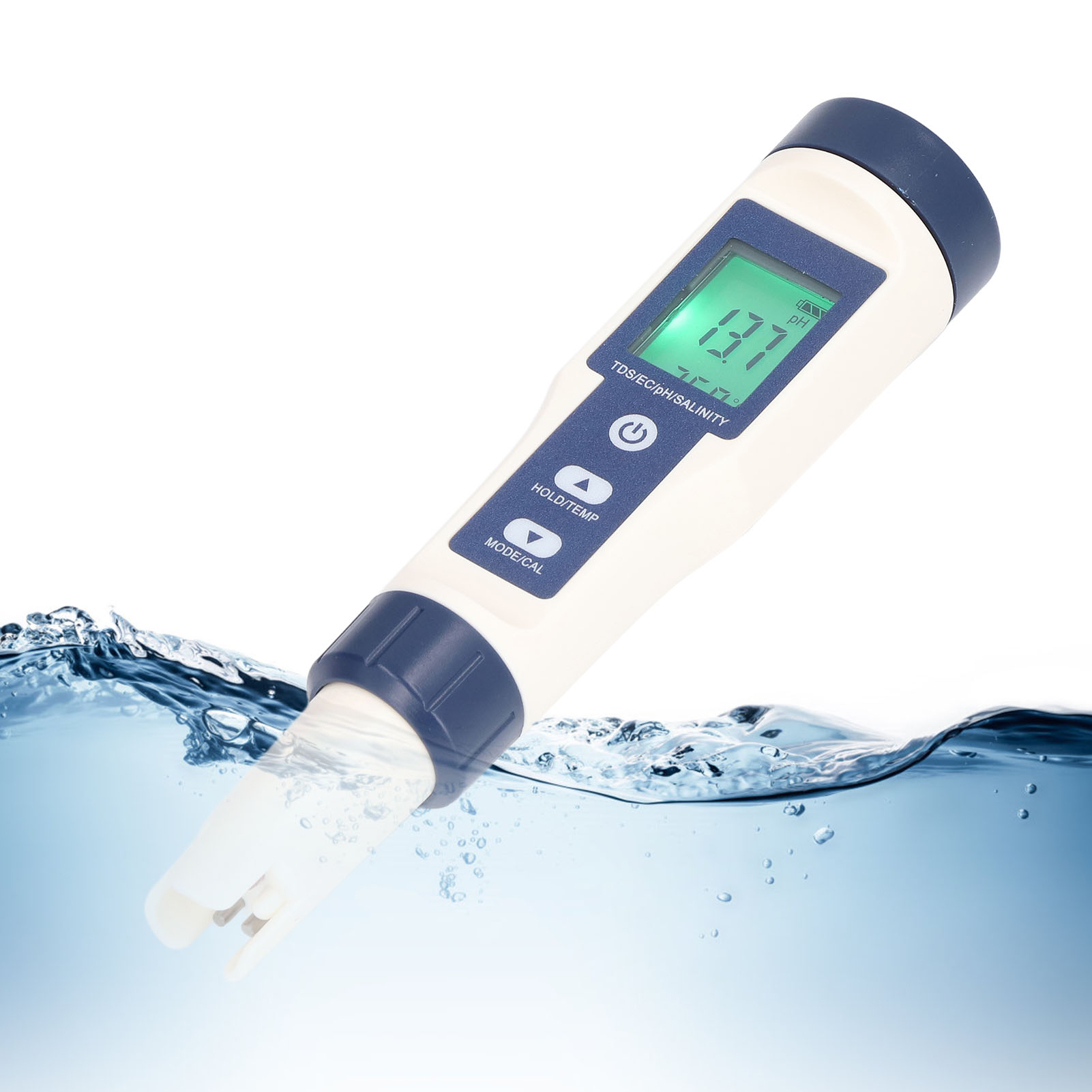 Tragbares 5-in-1-wasserqualitätsmessgerät (salzgehalt, Tds Und Temperatur) Mit Hintergrundbeleuchtung Und Ph-meter