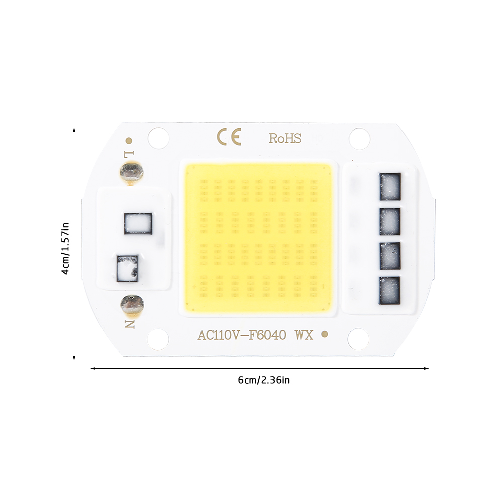 2 Integrierte, Hochhelle Cob-led-chips, 50 W, 110 V Wechselstrom, 6 X 4 Cm, Weiß