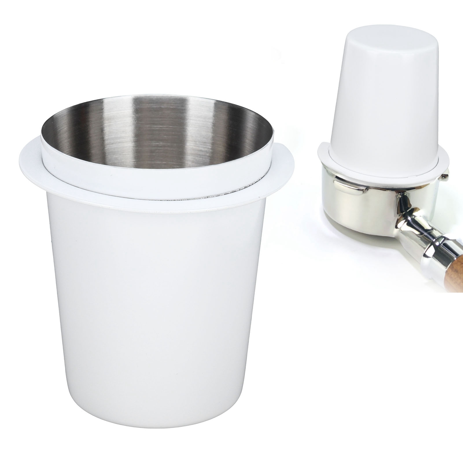 58-mm-kaffeedosierer Aus Edelstahl Mit Griff Für Kaffeemaschinen, Dosierzubehör, Weiß