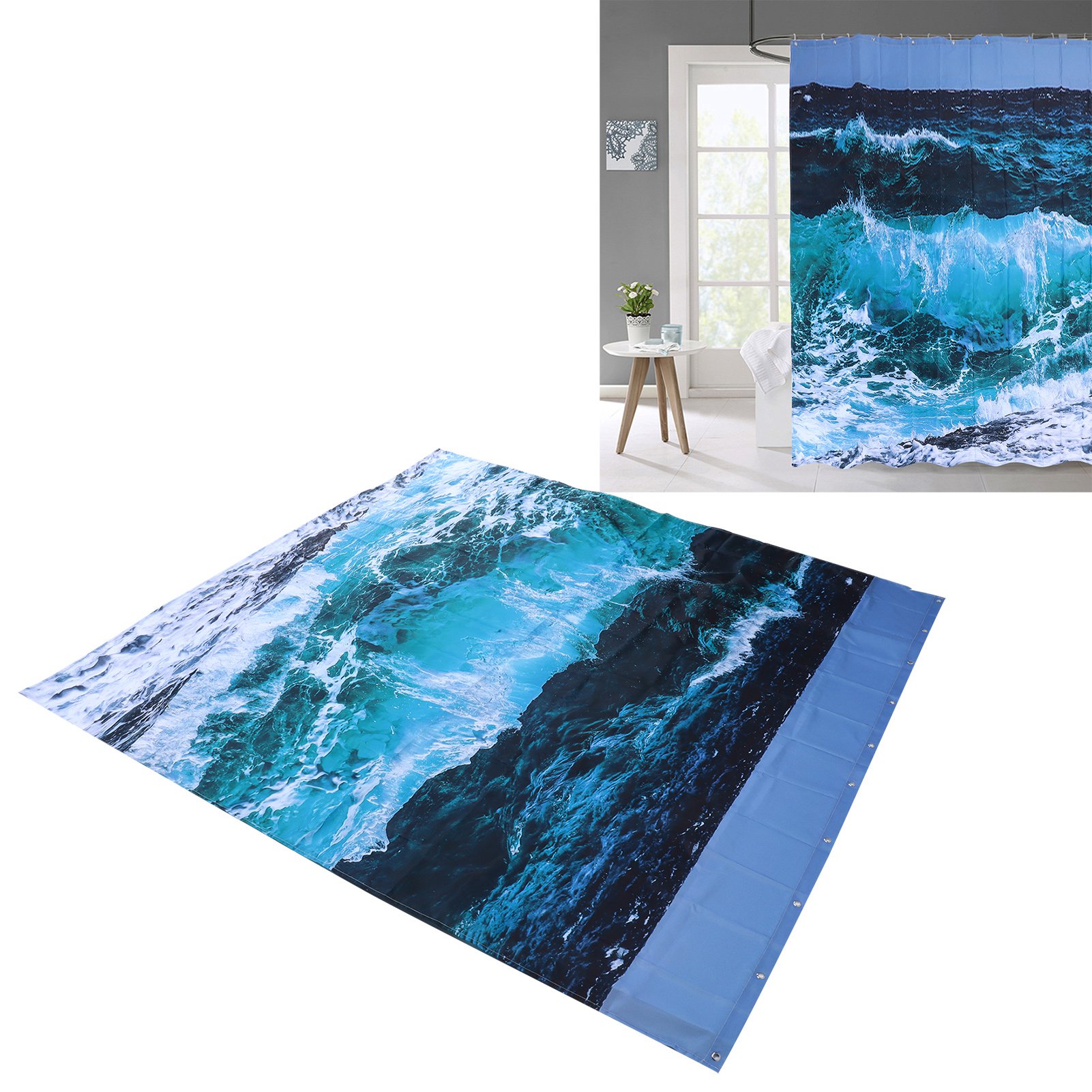 Wasserdichter Duschvorhang Mit 12 Haken, 150 X 180 Cm, Für Badezimmer.