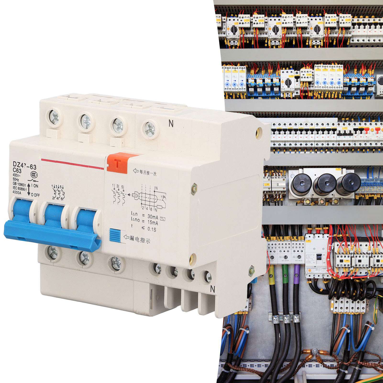 Dreiphasiger 3p 63a 220v Fehlerstromschutzschalter Dz47le