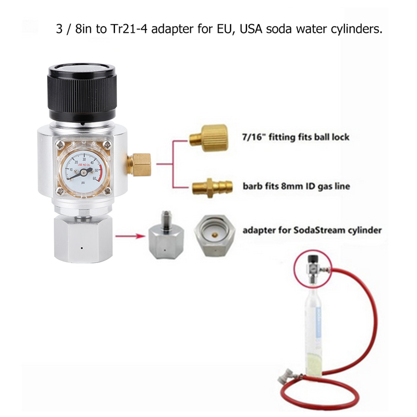 Mini-co2-gasregler, Druckreduzierventil-adapter Für Sodaflaschen, Zubehör Für Hobbybrauer
