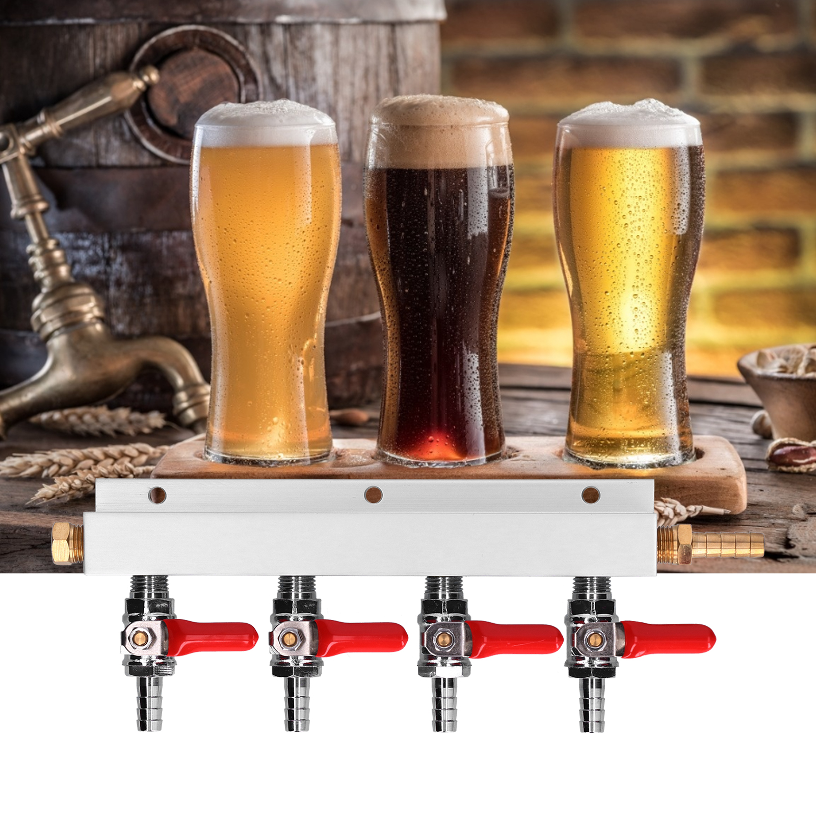 4-wege-co2-verteiler Mit Integrierten 5/16"-rückschlagventilen Für Bier – Heimbrauausrüstung