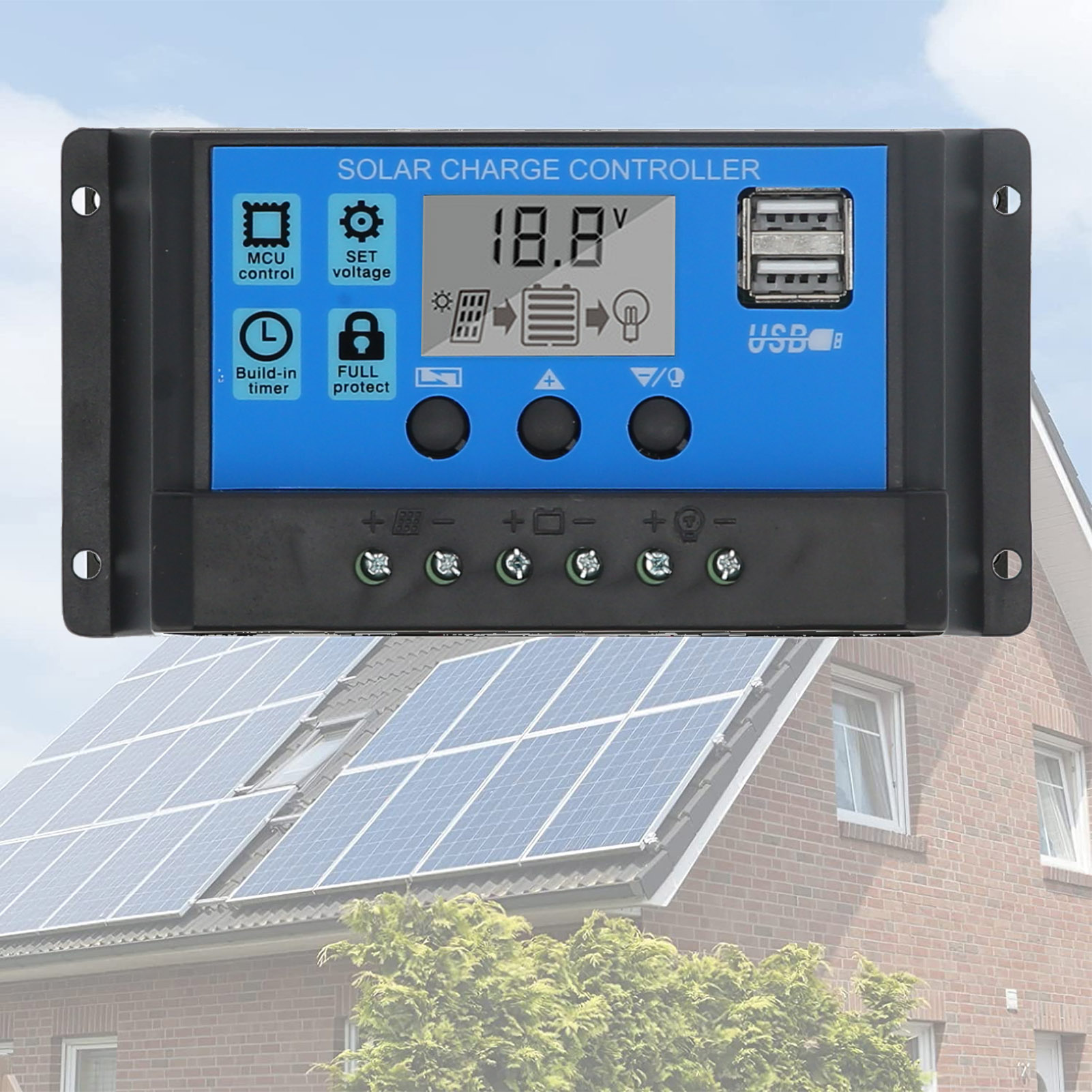 2-kanal-mos-solarladeregler 30a 12v 24v, 3-stufiger Pwm-batterieregler, Solarmodulregler