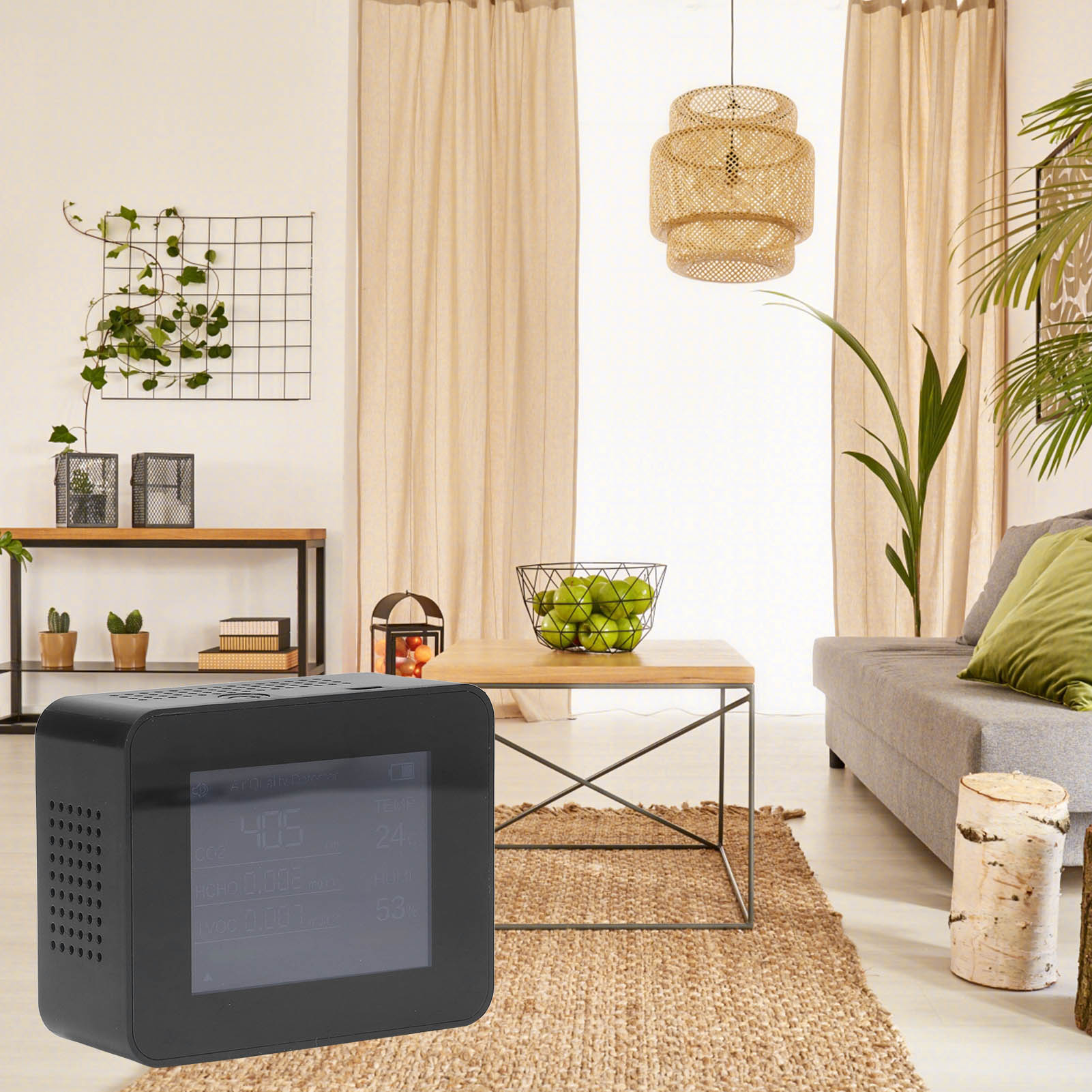 Tragbarer Co2-detektor, Luftqualitätsmonitor, Thermometer Und Hygrometer, Automatische Bildschirmumschaltung (horizontaler Und Hochformatmodus), Usb-ladefunktion, 2co3 Schwarz.