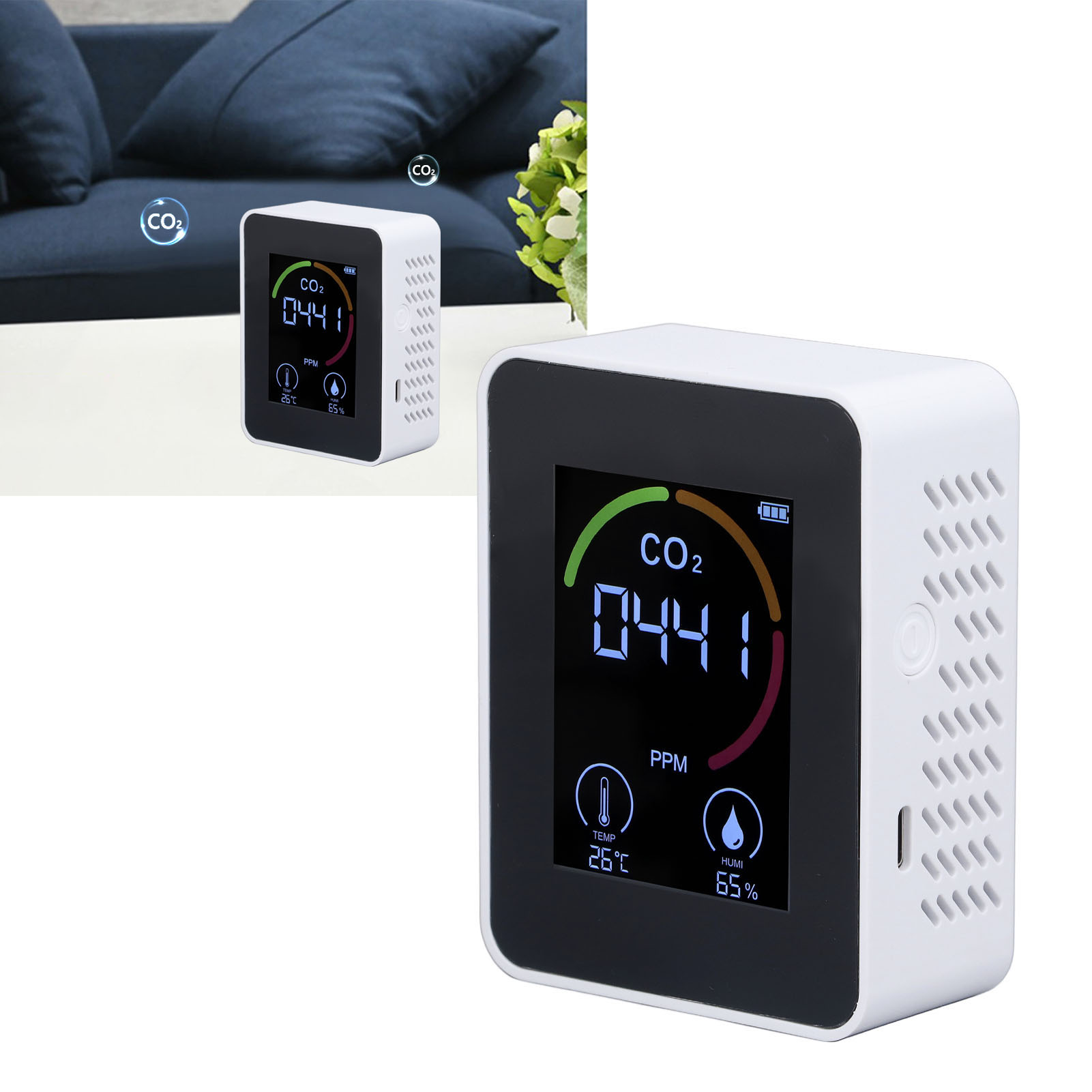 Kohlendioxiddetektor, Co2-detektor, Innenraumluftqualitätsmonitor (temperatur Und Luftfeuchtigkeit).