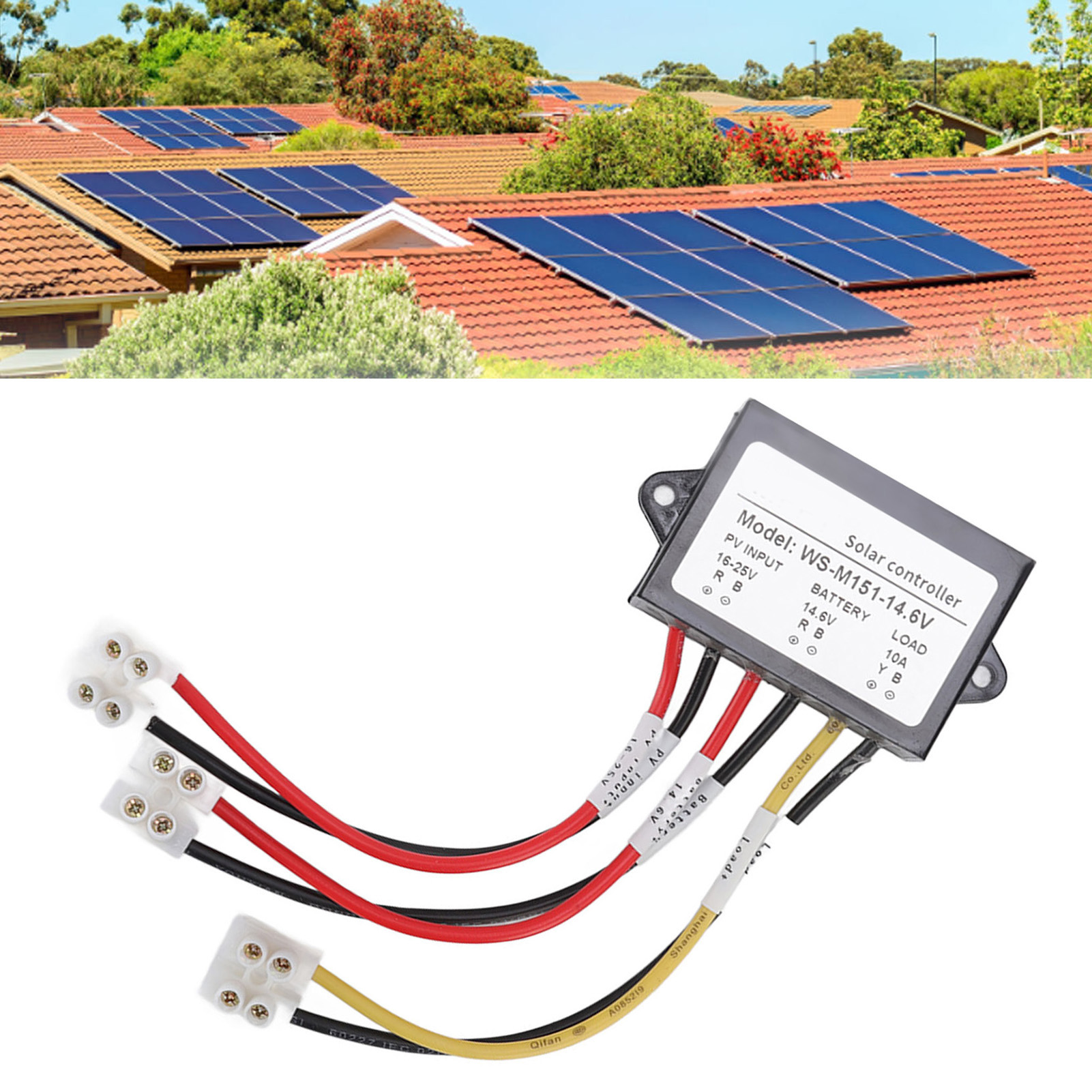 150w 10a 12v Solarladeregler Für Blei-säure-batterien, Lithium-batterien, Lithium-eisenphosphat-batterien, 14,6v Nachtladeausgang Mit Lichtsensor.