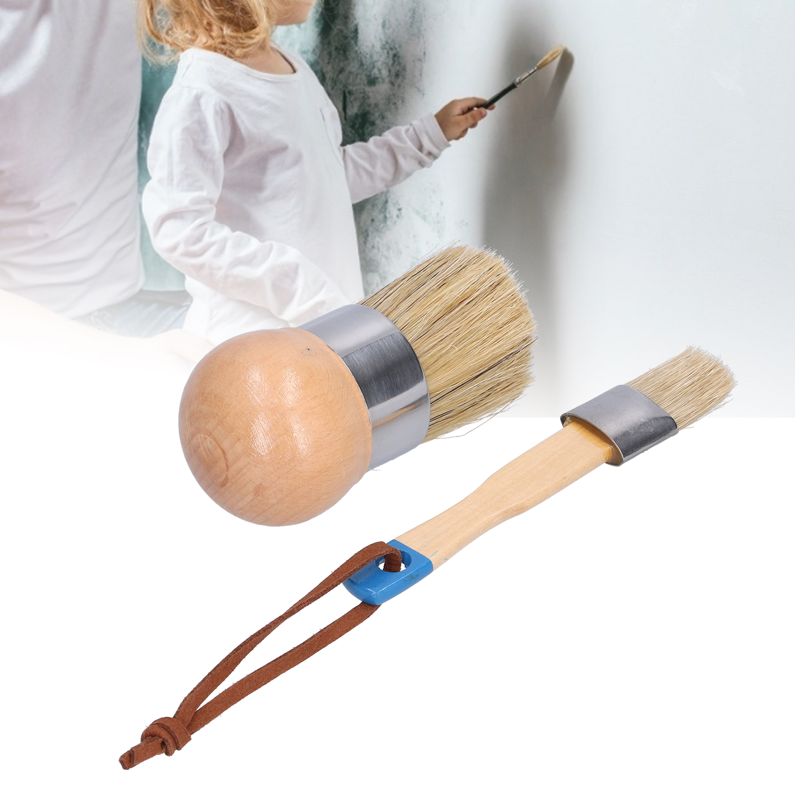 Set Aus 2 Pinseln Mit 5 Cm Und 2,8 Cm Kantenlänge Zum Streichen Von Möbeln Und Wänden, Für Lackierarbeiten Und Bastelarbeiten.